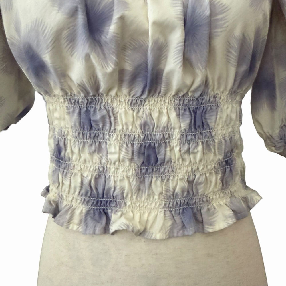 Levi's Tilly Smocked Blouse MEDIUM Starburst Cool Dusk Milkmaid Top Cottagecore‎ - Picture 5 of 11